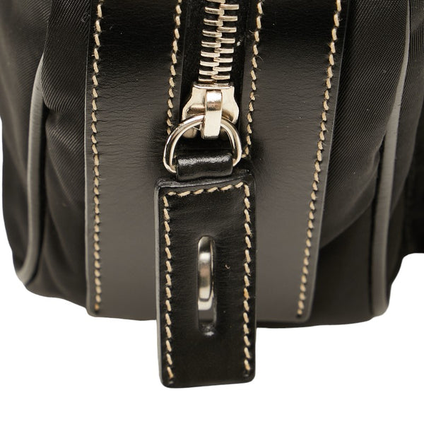 プラダ テスート ハンドバッグ ブラック シルバー ナイロン レザー レディース PRADA 【中古】