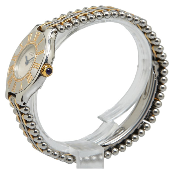 カルティエ マスト21 腕時計 125 000 P クオーツ アイボリー文字盤 ステンレススチール レディース CARTIER 【中古】