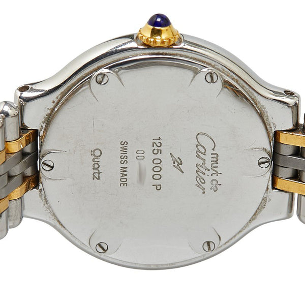 カルティエ マスト21 腕時計 125 000 P クオーツ アイボリー文字盤 ステンレススチール レディース CARTIER 【中古】