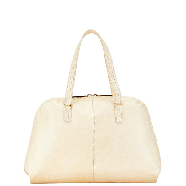 フェンディ ズッカ アンジップド トートバッグ ショルダーバッグ 8BR623 ベージュ レザー レディース FENDI 【中古】