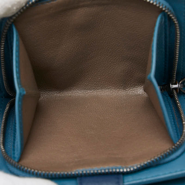 ボッテガヴェネタ イントレ 二つ折り財布 コンパクトウォレット ブルー レザー レディース BOTTEGAVENETA 【中古】