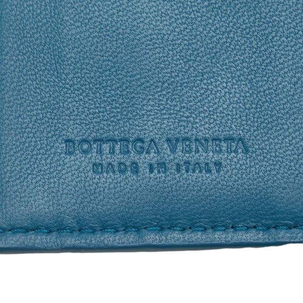 ボッテガヴェネタ イントレ 二つ折り財布 コンパクトウォレット ブルー レザー レディース BOTTEGAVENETA 【中古】