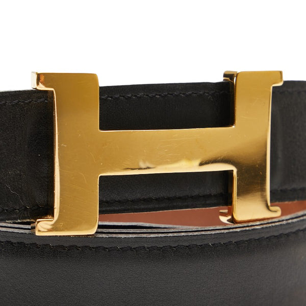 エルメス コンスタンス Hバックル ベルト サイズ：95 ブラック ゴールド レザー メンズ HERMES 【中古】