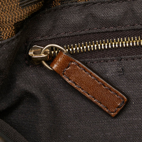 フェンディ ズッカ チェーン ショルダーバッグ 8BT139 ブラウン キャンバス レザー レディース FENDI 【中古】
