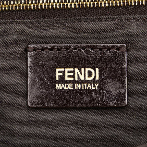 フェンディ ズッカ チェーン ショルダーバッグ 8BT139 ブラウン キャンバス レザー レディース FENDI 【中古】