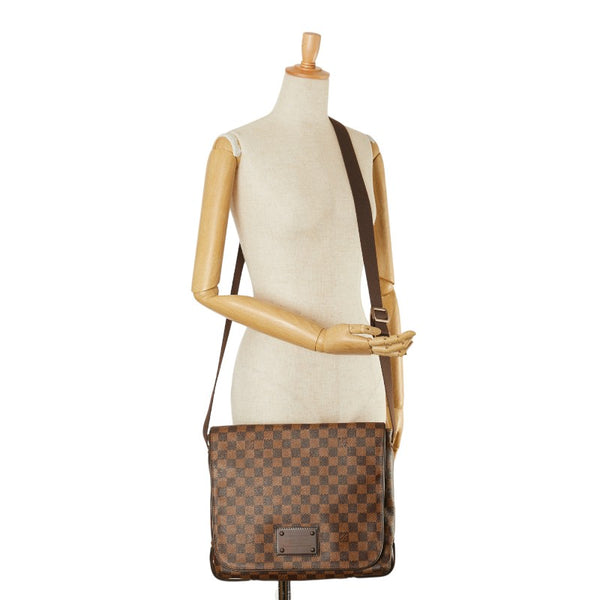 ルイ ヴィトン ダミエ エベヌ ブルックリンGM ショルダーバッグ N51212 ブラウン PVC レザー レディース LOUIS VUITTON 【中古】