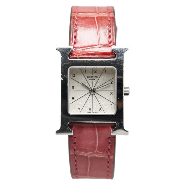 エルメス Hウォッチ 腕時計 HH1.210 クオーツ ホワイト文字盤 ステンレススチール レザー レディース HERMES 【中古】