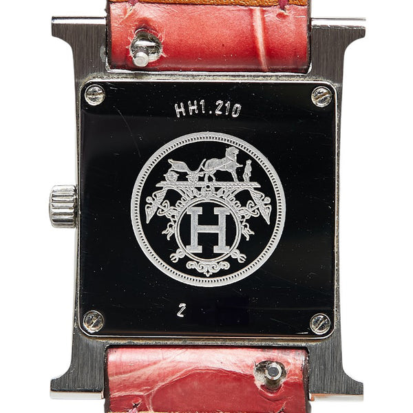 エルメス Hウォッチ 腕時計 HH1.210 クオーツ ホワイト文字盤 ステンレススチール レザー レディース HERMES 【中古】