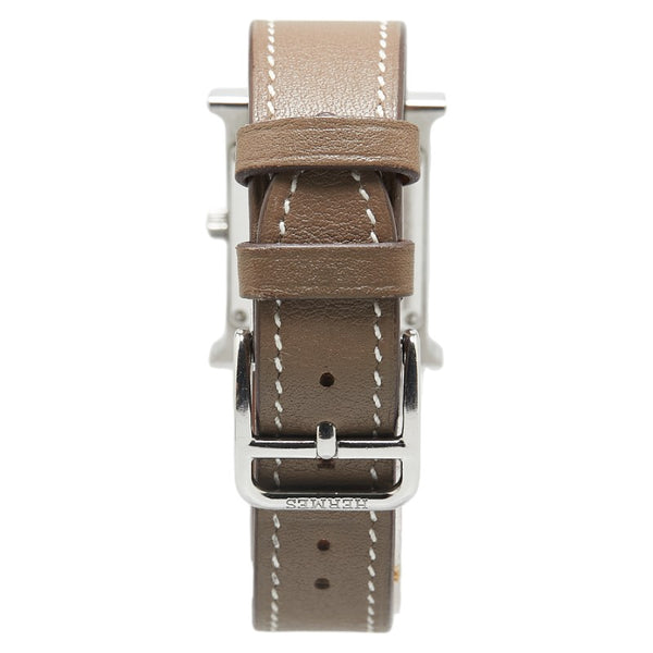 エルメス Hウォッチ 腕時計 HH1.210 クオーツ アイボリー文字盤 ステンレススチール レザー レディース HERMES 【中古】