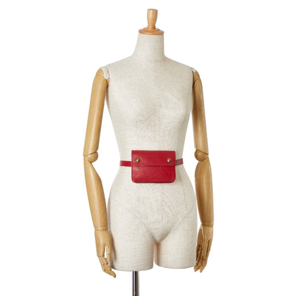 エルメス ポシェット グリーン ポシェット ウエストポーチ ルージュヴィフ レッド クシュベル レディース HERMES 【中古】