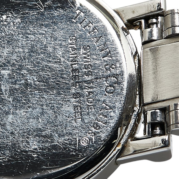 ティファニー アトラス 腕時計 クオーツ ブラック文字盤 ステンレススチール レディース TIFFANY&Co. 【中古】