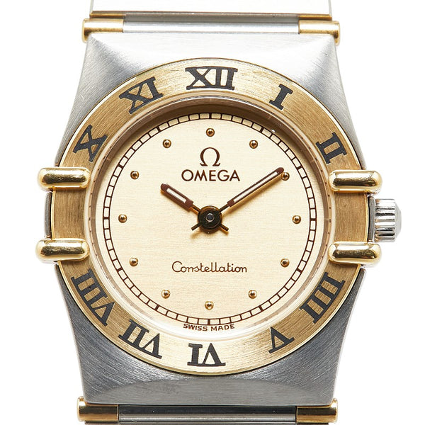 オメガ コンステレーション ミニ 腕時計 1262.10 クオーツ ゴールド文字盤 ステンレススチール K18YG イエローゴールド レディース OMEGA 【中古】