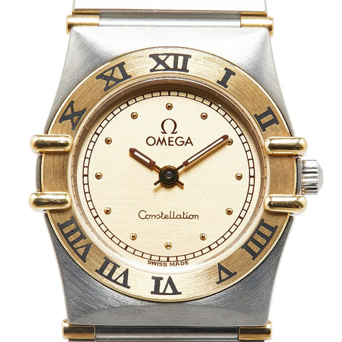オメガ コンステレーション ミニ 腕時計 1262.10 クオーツ ゴールド文字盤 ステンレススチール K18YG イエローゴールド レディース OMEGA 【中古】