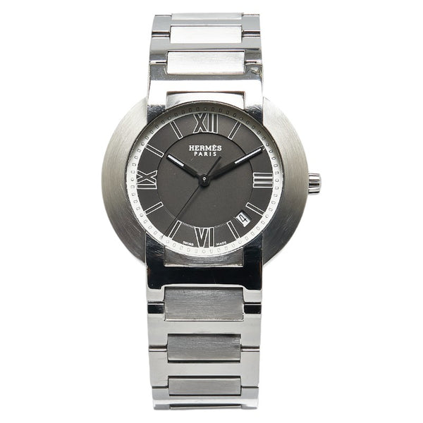 エルメス ノマード 腕時計 NO1.810 クオーツ ブラック文字盤 ステンレススチール レディース HERMES 【中古】