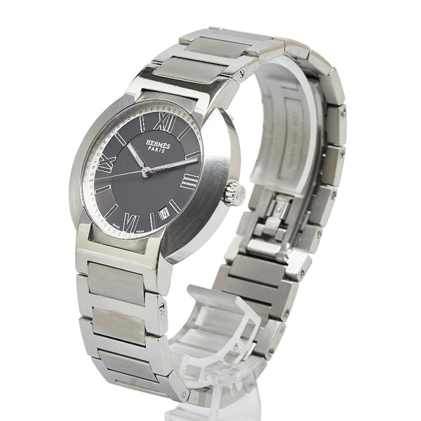 エルメス ノマード 腕時計 NO1.810 クオーツ ブラック文字盤 ステンレススチール レディース HERMES 【中古】