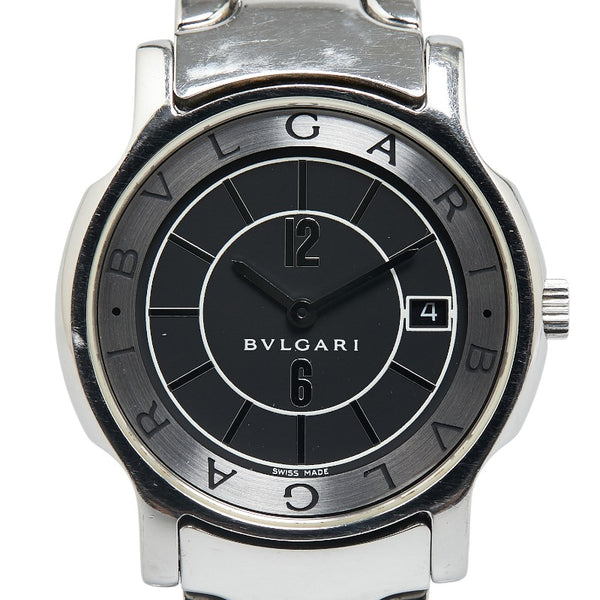 ブルガリ ソロテンポ 腕時計 ST35S クオーツ ブラック文字盤 ステンレススチール メンズ BVLGARI 【中古】