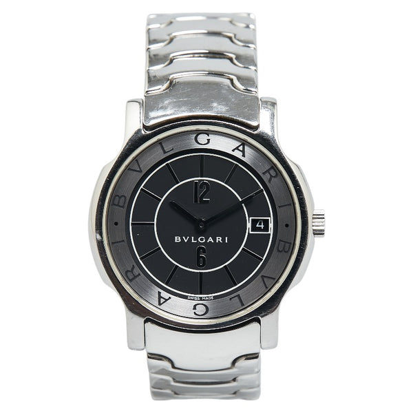 ブルガリ ソロテンポ 腕時計 ST35S クオーツ ブラック文字盤 ステンレススチール メンズ BVLGARI 【中古】