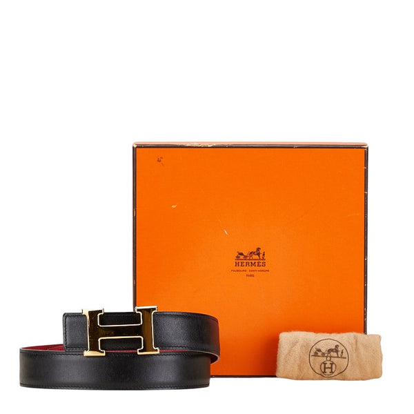 エルメス コンスタンス Hバックル ベルト サイズ：70 ブラック レザー レディース HERMES 【中古】