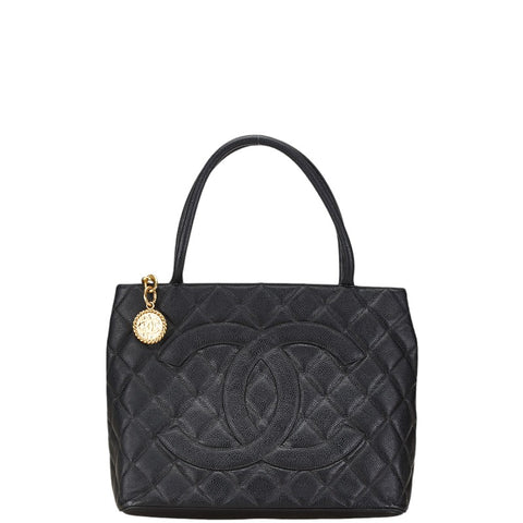 シャネル ココマーク マトラッセ 復刻トート ハンドバッグ トートバッグ ブラック キャビアスキン レディース CHANEL 【中古】