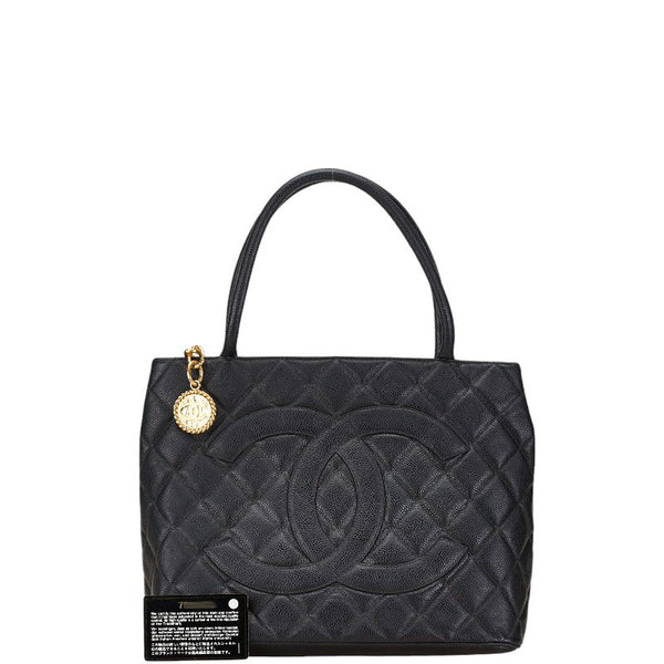 シャネル ココマーク マトラッセ 復刻トート ハンドバッグ トートバッグ ブラック キャビアスキン レディース CHANEL 【中古】