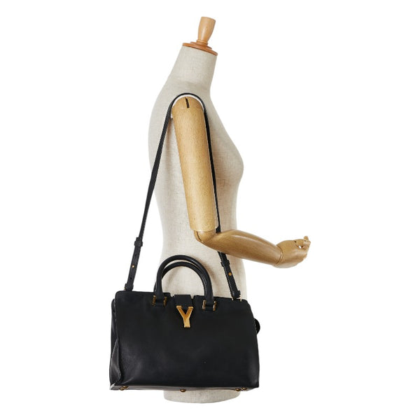 サンローラン Yライン カバス ハンドバッグ ショルダーバッグ 2WAY ブラック レザー レディース SAINT LAURENT 【中古】