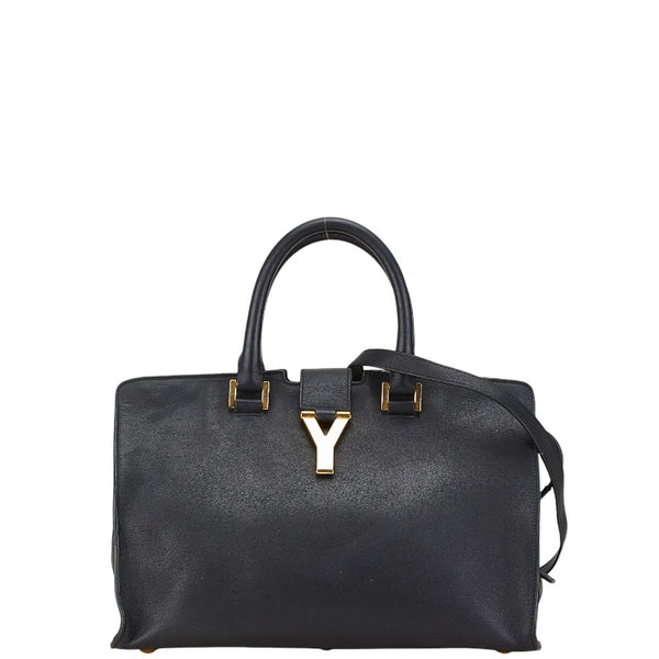 サンローラン Yライン カバス ハンドバッグ ショルダーバッグ 2WAY ブラック レザー レディース SAINT LAURENT 【中古】