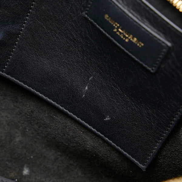 サンローラン Yライン カバス ハンドバッグ ショルダーバッグ 2WAY ブラック レザー レディース SAINT LAURENT 【中古】