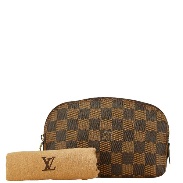 ルイ ヴィトン ダミエ ポシェット コスメティック PM ポーチ 化粧ポーチ N47516 ブラウン PVC レザー レディース LOUIS VUITTON 【中古】