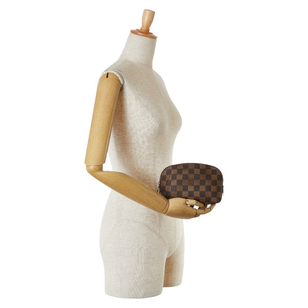 ルイ ヴィトン ダミエ ポシェット コスメティック PM ポーチ 化粧ポーチ N47516 ブラウン PVC レザー レディース LOUIS VUITTON 【中古】