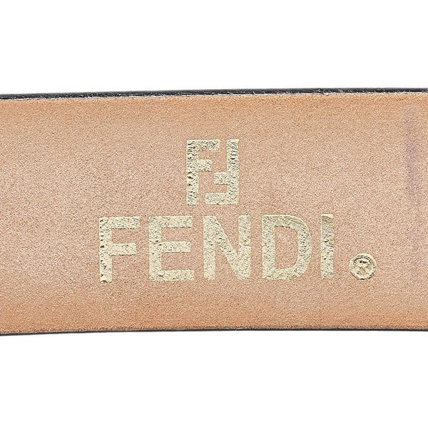 フェンディ ベルト 38 ブラック シルバー グリーン レザー メンズ FENDI 【中古】