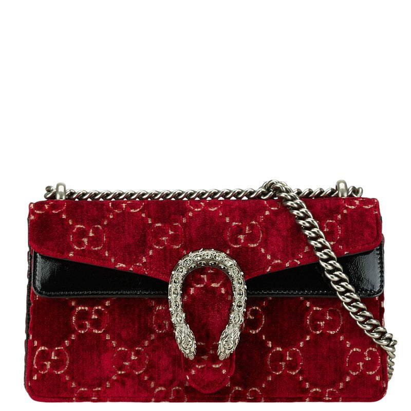 グッチ GG ディオニュソス スモール チェーン ショルダーバッグ 499623 ワインレッド ブラック ベロア レザー レディース GUCCI 【中古】