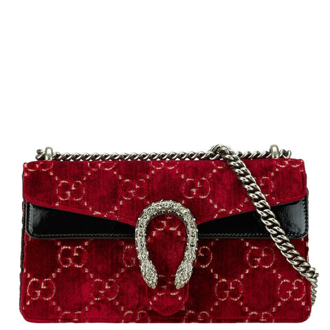 グッチ GG ディオニュソス スモール チェーン ショルダーバッグ 499623 ワインレッド ブラック ベロア レザー レディース GUCCI 【中古】