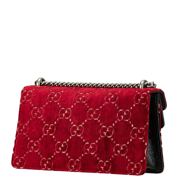 グッチ GG ディオニュソス スモール チェーン ショルダーバッグ 499623 ワインレッド ブラック ベロア レザー レディース GUCCI 【中古】