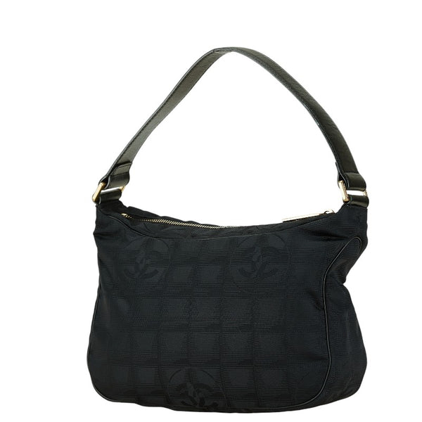 シャネル ニュートラベルライン ワンショルダーバッグ ブラック キャンバス レザー レディース CHANEL 【中古】