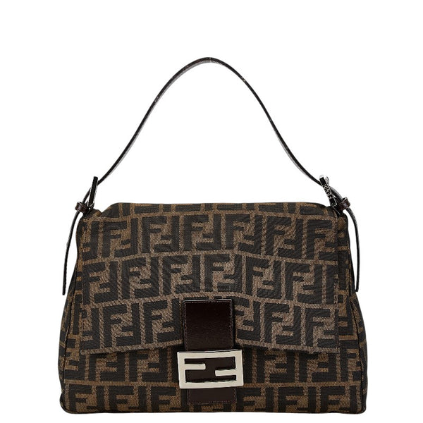 フェンディ ズッカ マンマバケット ハンドバッグ ショルダーバッグ 2WAY ブラウン キャンバス レザー レディース FENDI 【中古】