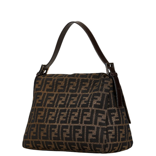 フェンディ ズッカ マンマバケット ハンドバッグ ショルダーバッグ 2WAY ブラウン キャンバス レザー レディース FENDI 【中古】