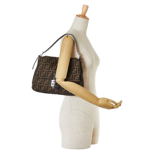 フェンディ ズッカ マンマバケット ハンドバッグ ショルダーバッグ 2WAY ブラウン キャンバス レザー レディース FENDI 【中古】