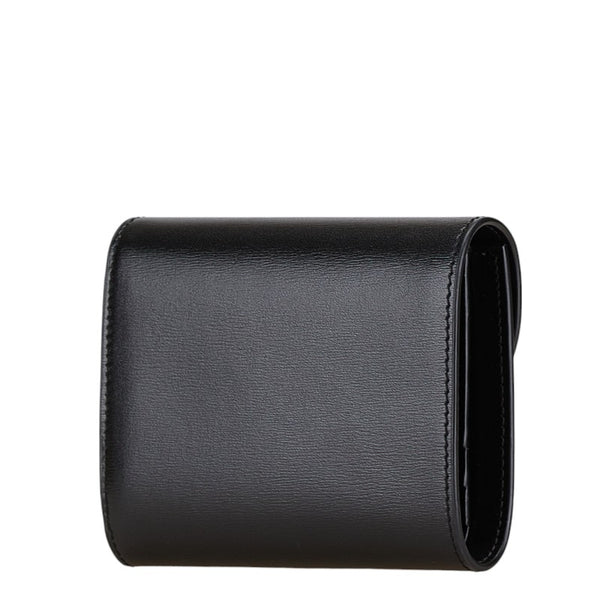 セリーヌ トリオンフロゴ 二つ折り財布 ブラック ゴールド レザー レディース CELINE 【中古】