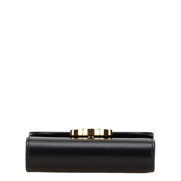 セリーヌ トリオンフロゴ 二つ折り財布 ブラック ゴールド レザー レディース CELINE 【中古】