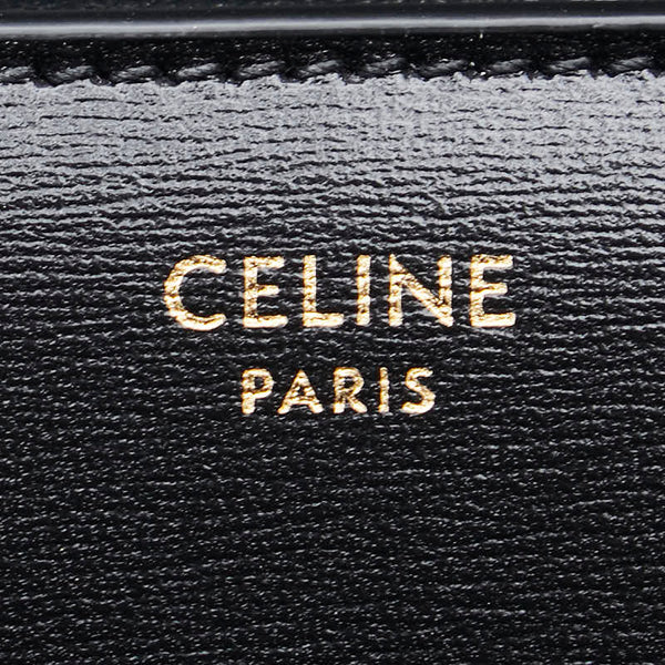 セリーヌ トリオンフロゴ 二つ折り財布 ブラック ゴールド レザー レディース CELINE 【中古】