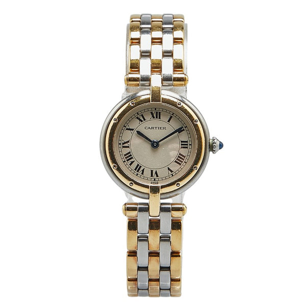 カルティエ パンテール ヴァンドームSM 3ロウ 腕時計 1057920 クオーツ ホワイト文字盤 ステンレススチール イエローゴールド レディース CARTIER 【中古】