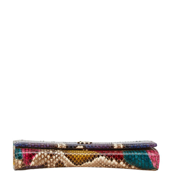 グッチ GG パイソン型押し チェーン ショルダーバッグ ウォレットバッグ 546585 ベージュ マルチカラー レザー レディース GUCCI 【中古】