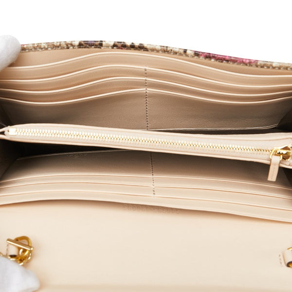 グッチ GG パイソン型押し チェーン ショルダーバッグ ウォレットバッグ 546585 ベージュ マルチカラー レザー レディース GUCCI 【中古】