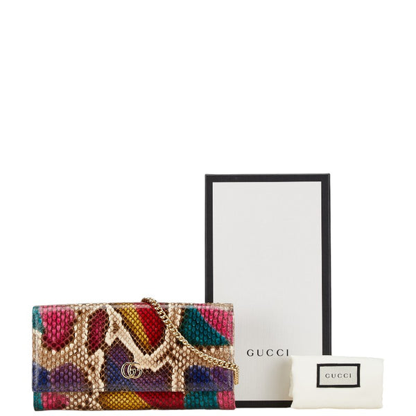 グッチ GG パイソン型押し チェーン ショルダーバッグ ウォレットバッグ 546585 ベージュ マルチカラー レザー レディース GUCCI 【中古】