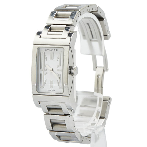 ブルガリ レッタンゴロ 腕時計 RT39S クオーツ ホワイト文字盤 ステンレススチール レディース BVLGARI 【中古】