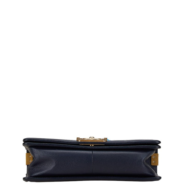 シャネル ココマーク ボーイシャネル25 斜め掛け チェーン ショルダーバッグ ネイビー キャビアスキン レディース CHANEL 【中古】