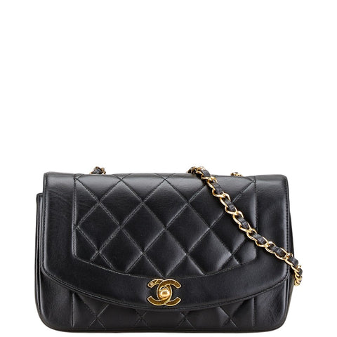 シャネル ダイアナ23 ココマーク チェーン ショルダーバッグ ブラック ラムスキン レディース CHANEL 【中古】