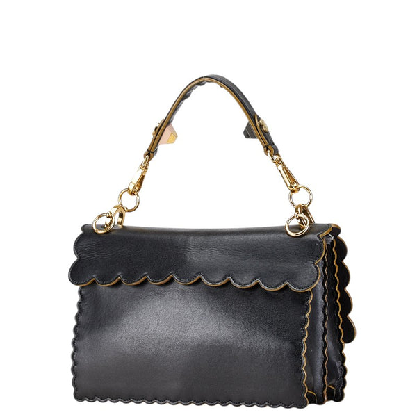 フェンディ キャナイ チェーン ショルダーバッグ ハンドバッグ 8BT283 ブラック ゴールド レザー レディース FENDI 【中古】