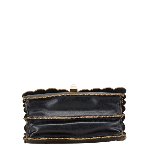 フェンディ キャナイ チェーン ショルダーバッグ ハンドバッグ 8BT283 ブラック ゴールド レザー レディース FENDI 【中古】