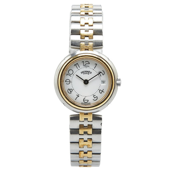 エルメス プロフィール 腕時計 クオーツ ホワイト文字盤 ステンレススチール レディース HERMES 【中古】